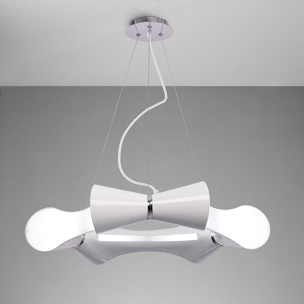 Ora Pendant 6 Flat Round Light E27, Gloss White/White Acrylic/Polished Chrome