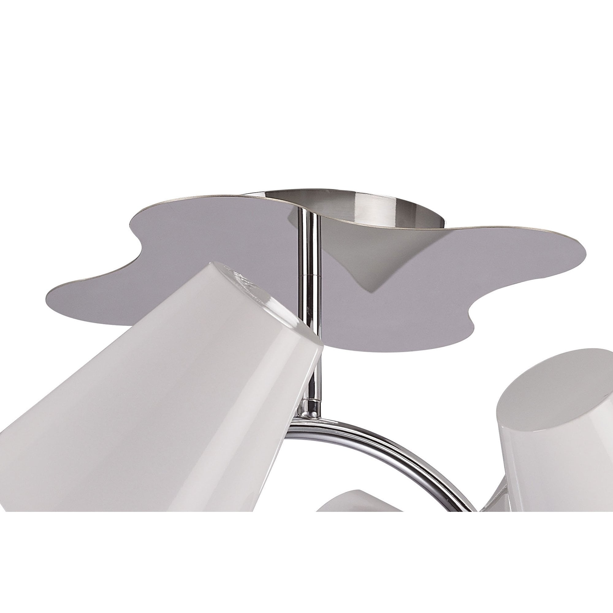 Ora Ceiling 2 Arm 4 Light E27, Gloss White/White Acrylic/Polished Chrome