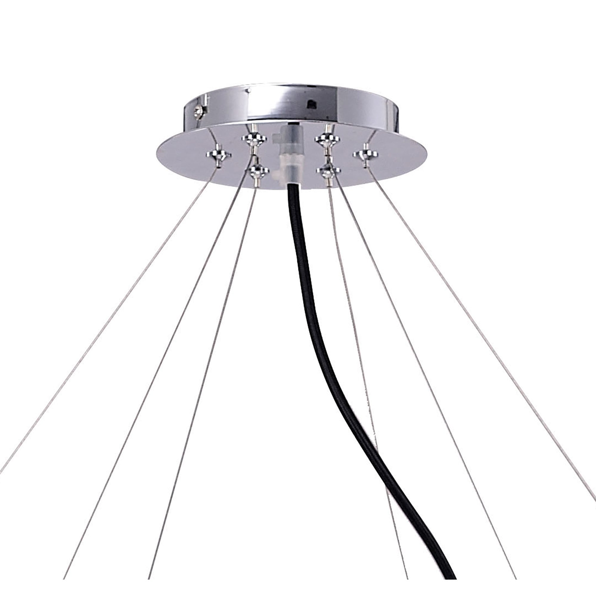 Ora Pendant 12 Twisted Round Light E27, Gloss Black/White Acrylic/Polished Chrome