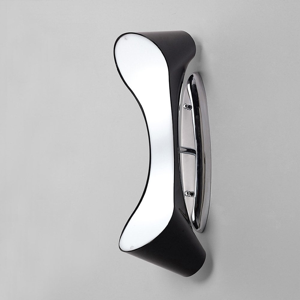 Ora Wall Lamp 2 Light E27, Gloss Black/White Acrylic/Polished Chrome