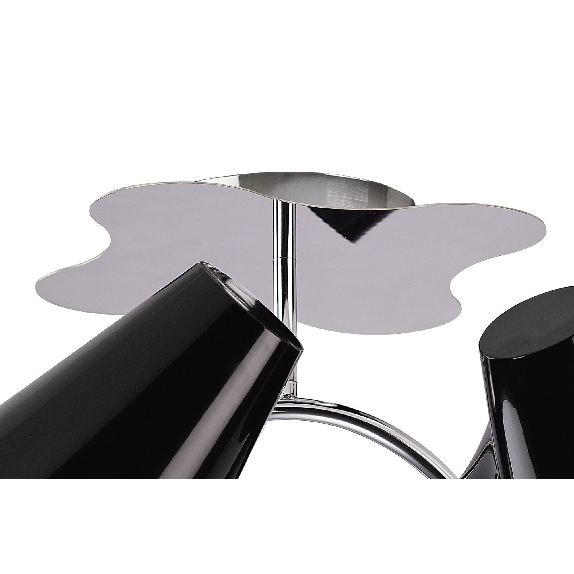 Ora Ceiling 2 Arm 4 Light E27, Gloss Black/White Acrylic/Polished Chrome