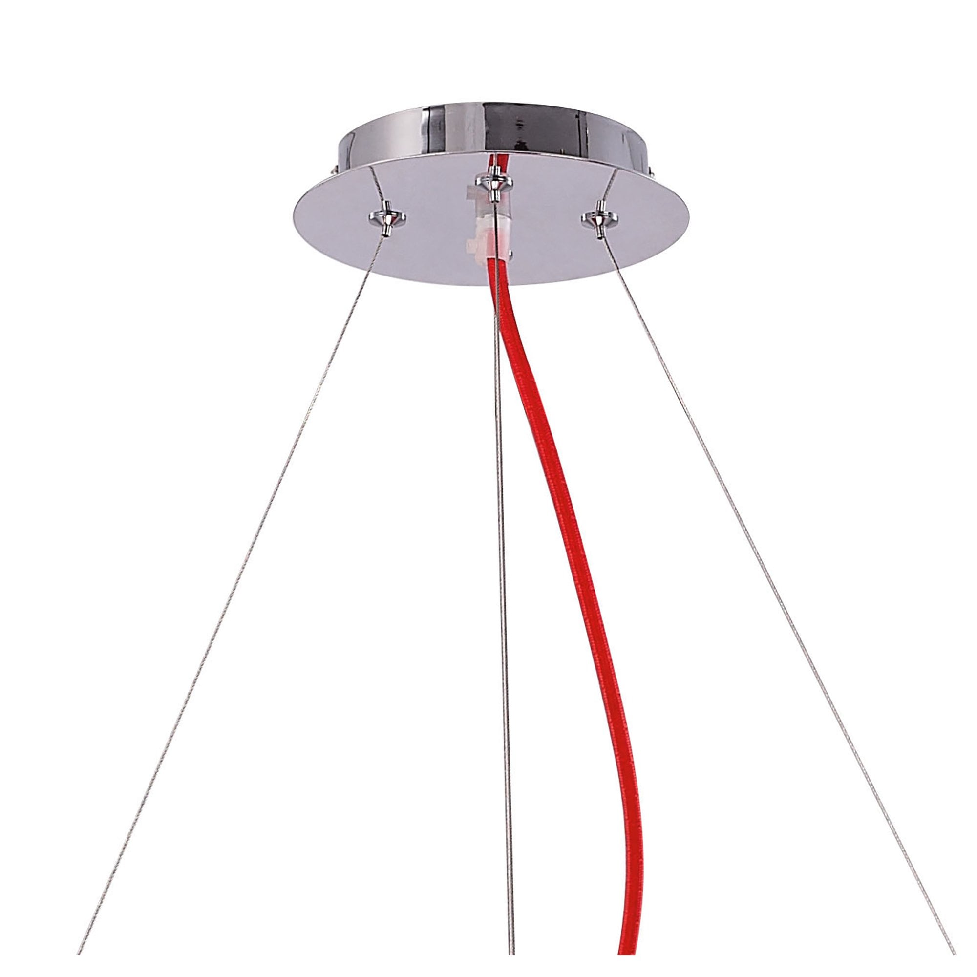 Ora Pendant 8 Flat Round Light E27, Gloss Red/White Acrylic/Polished Chrome