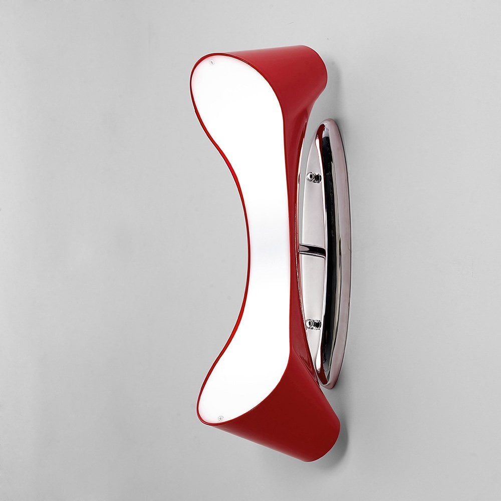 Ora Wall Lamp 2 Light E27, Gloss Red/White Acrylic/Polished Chrome