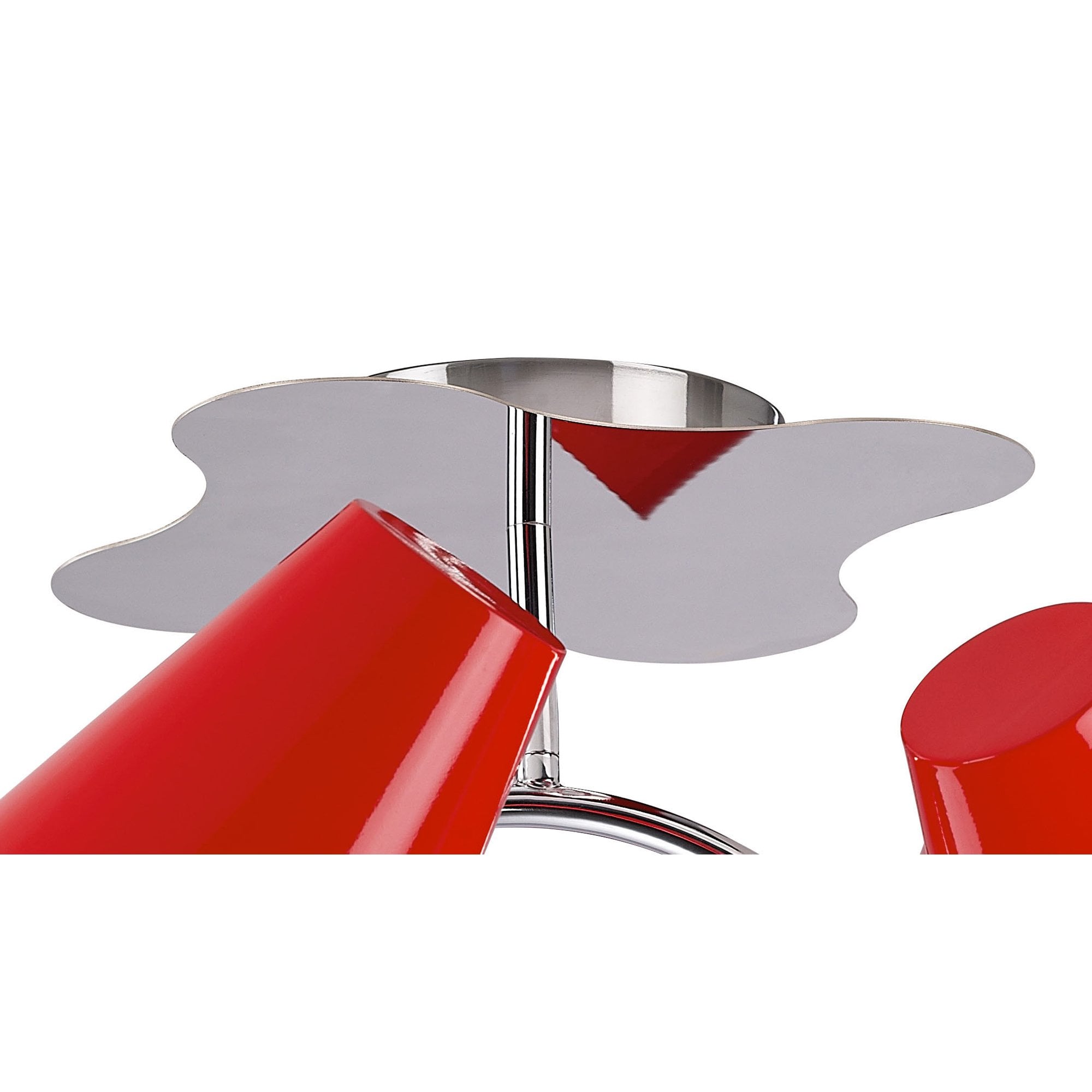 Ora Ceiling 2 Arm 4 Light E27, Gloss Red/White Acrylic/Polished Chrome