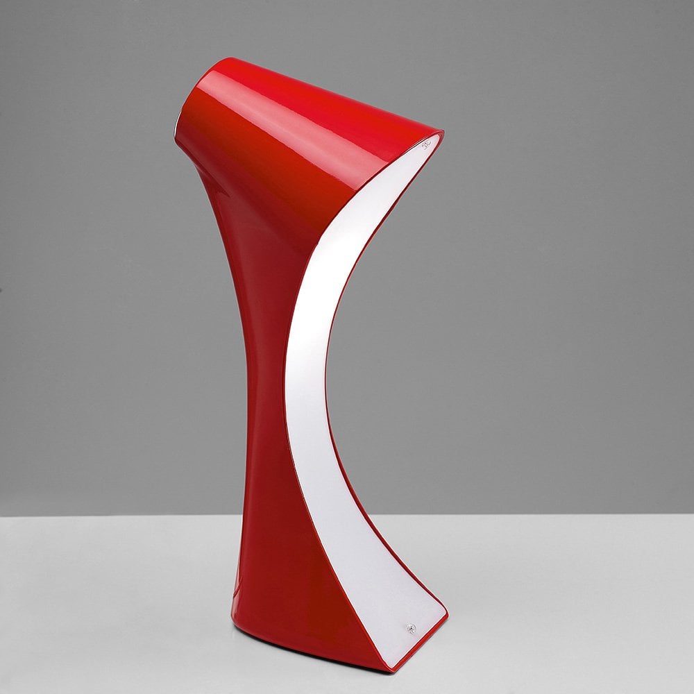 Ora Table Lamp 1 Light E27, Gloss Red/White Acrylic/Polished Chrome