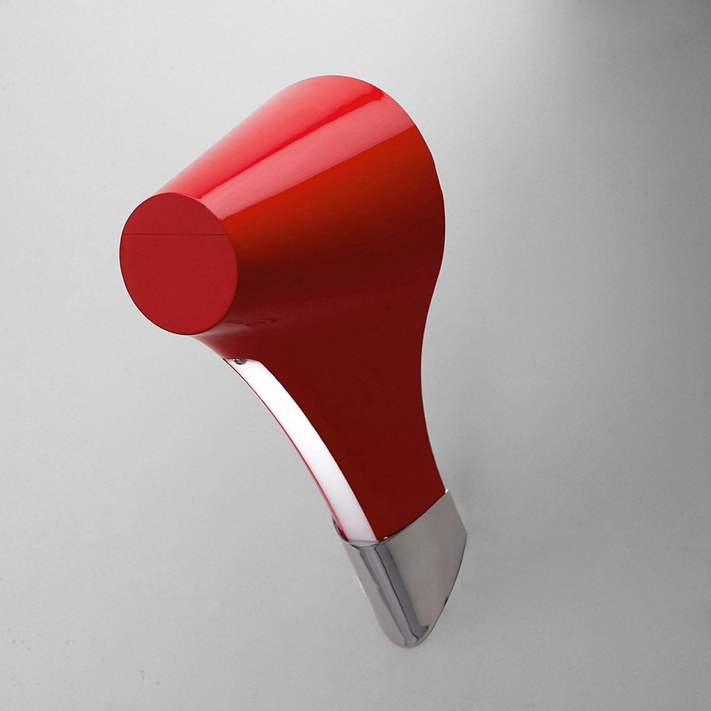 Ora Wall Lamp 1 Light E27, Gloss Red/White Acrylic/Polished Chrome