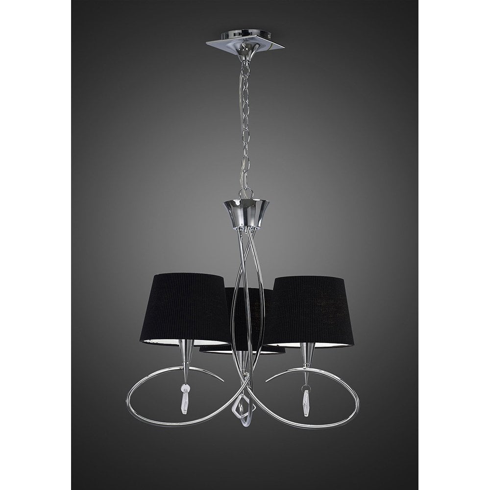 Mara Pendant 3 Light E14, Polished Chrome With Black Shades