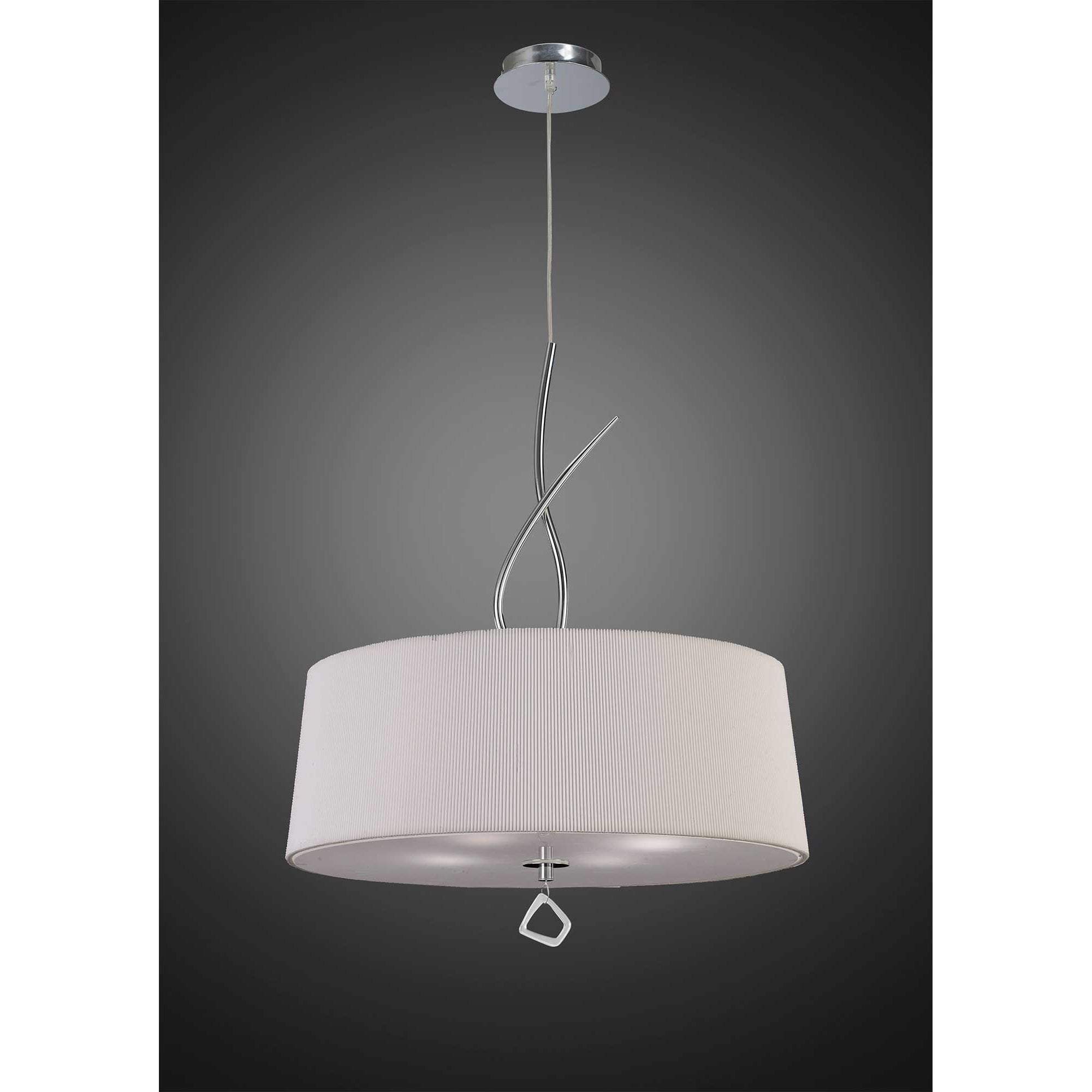 Mara Pendant 4 Light E27 Round, Polished Chrome With Ivory White Shade