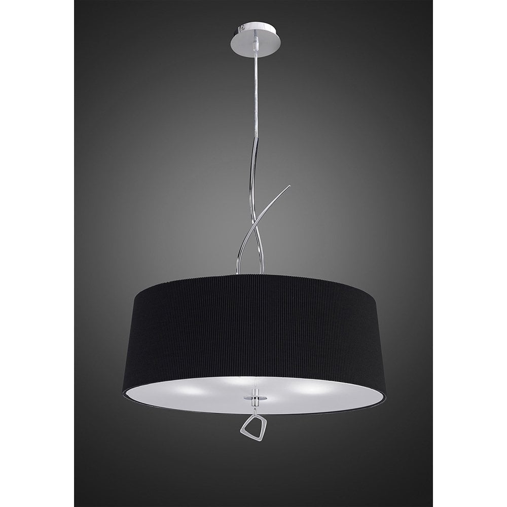 Mara Pendant 4 Light E27 Round, Polished Chrome With Black Shade