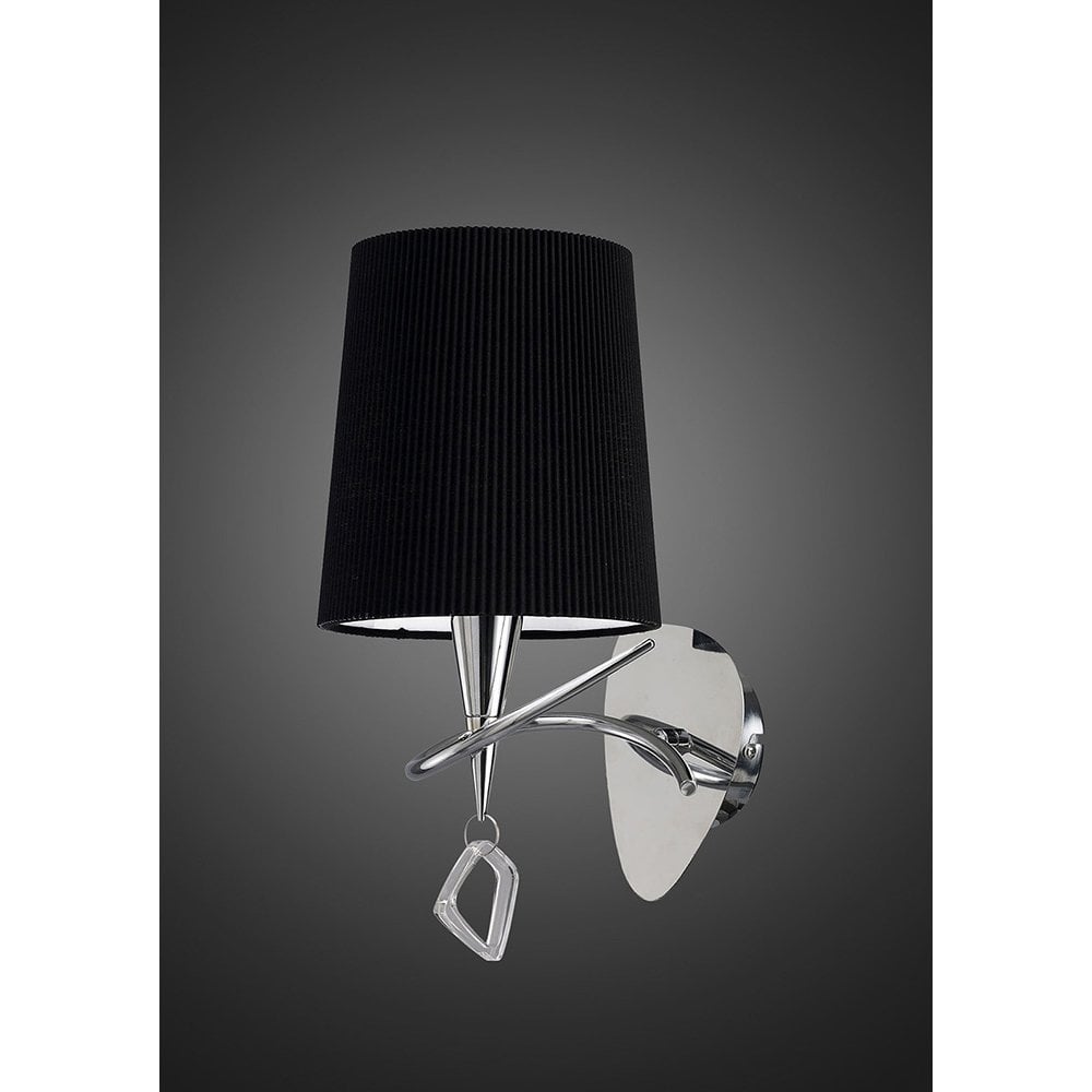 Mara Wall Lamp Switched 1 Light E14, Polished Chrome With Black Shade