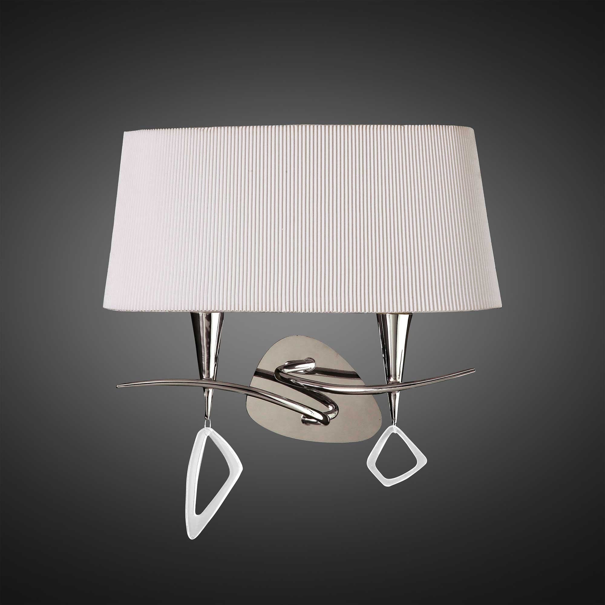 Mara Wall Lamp Switched 2 Light E14, Polished Chrome With Ivory White Shade