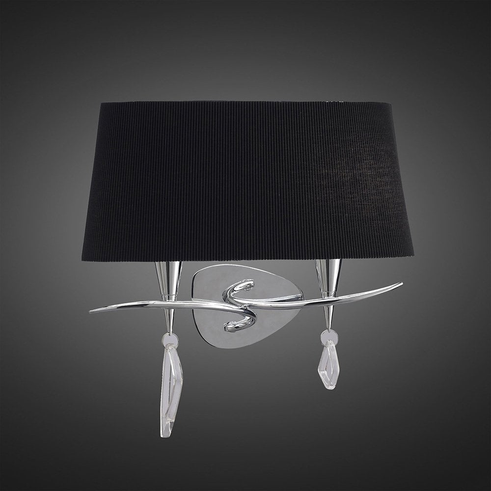 Mara Wall Lamp Switched 2 Light, Polished Chrome With Black Shade