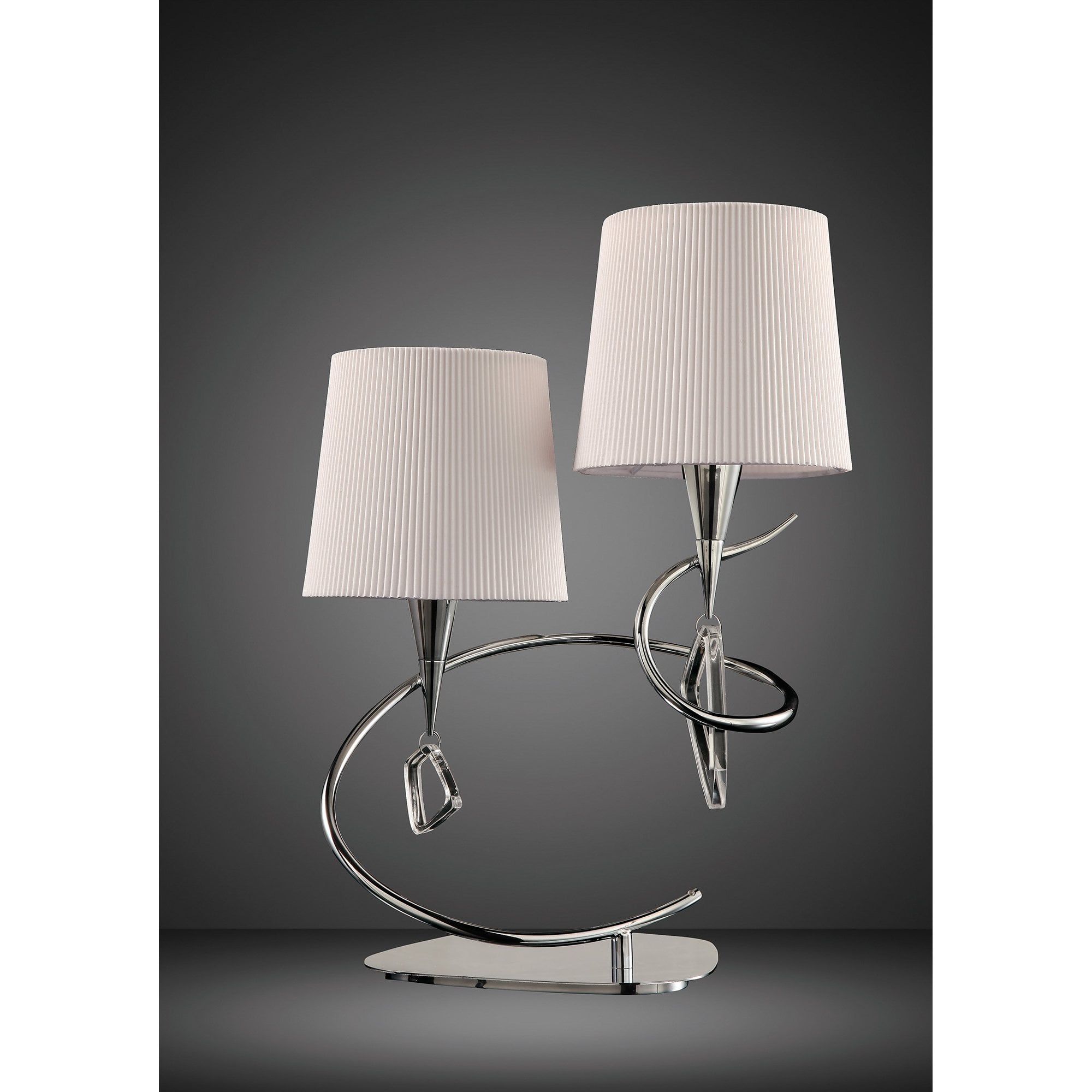 Mara Table Lamp 2 Light E14, Polished Chrome With Ivory White Shades