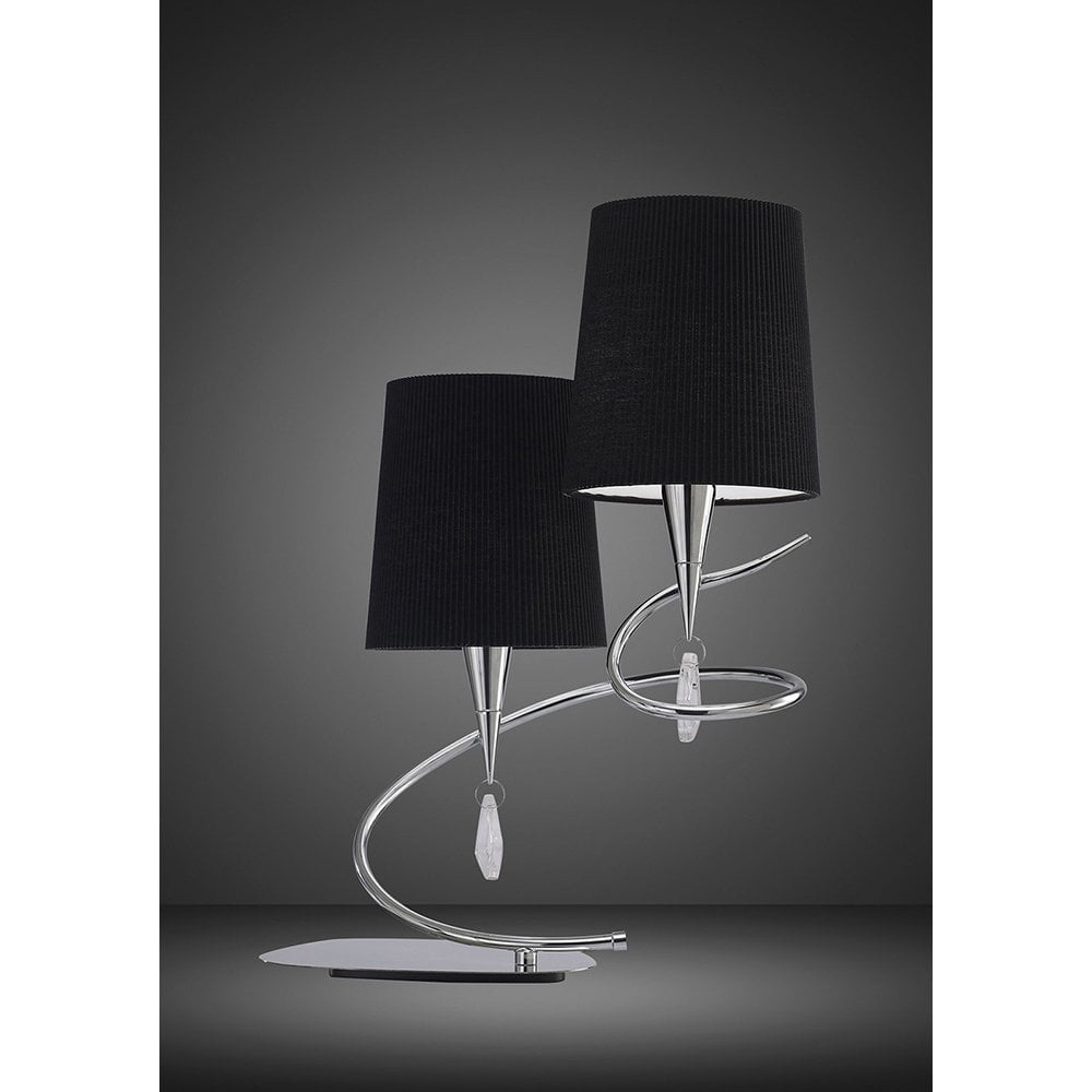 Mara Table Lamp 2 Light E14, Polished Chrome With Black Shades