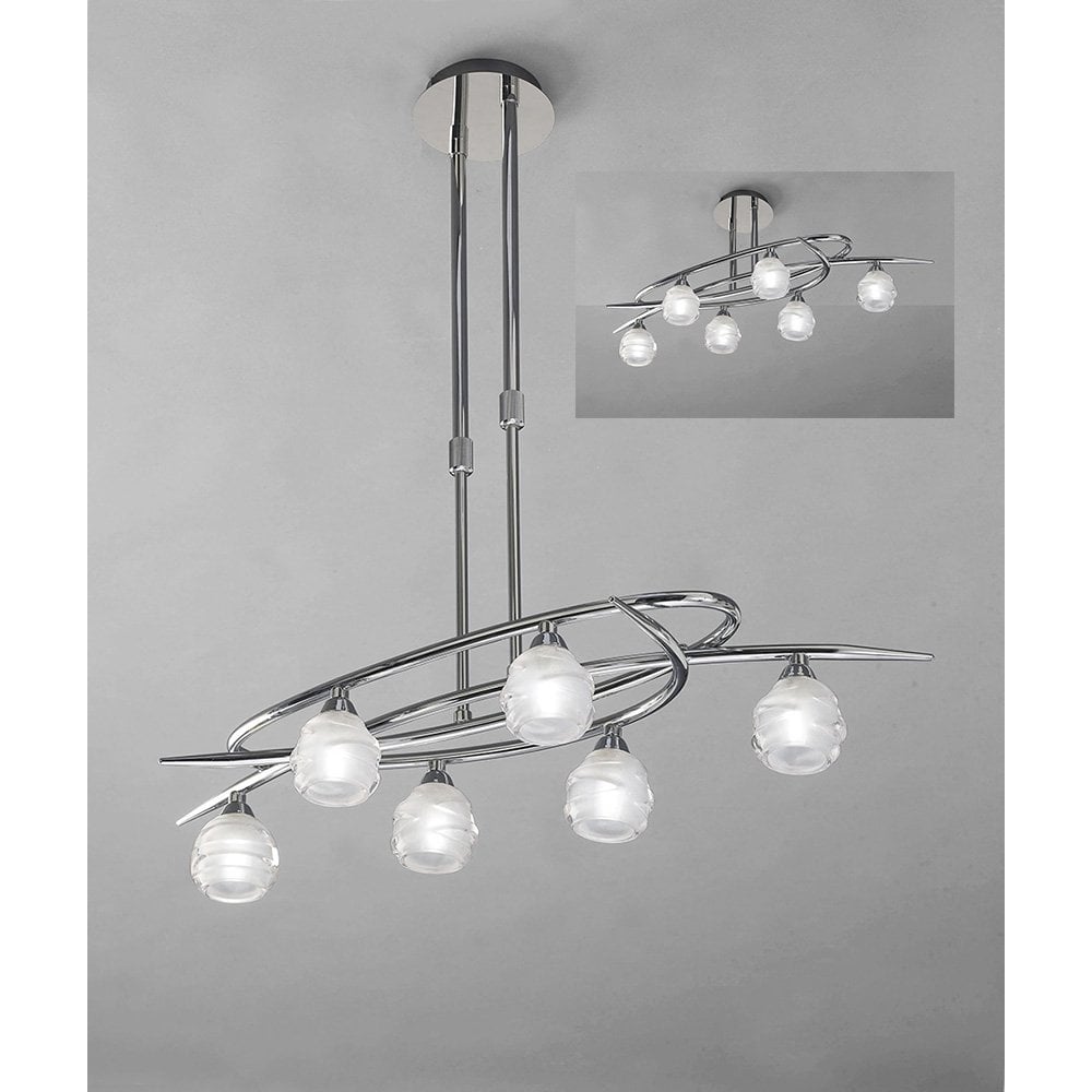 Loop Telescopic Semi Flush Convertible 6 Light G9 ECO, Polished Chrome