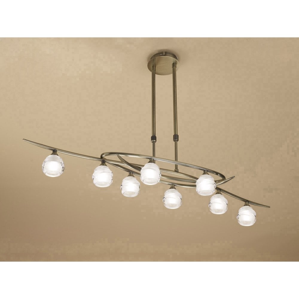 Loop Telescopic 8 Light G9 ECO Line, Antique Brass