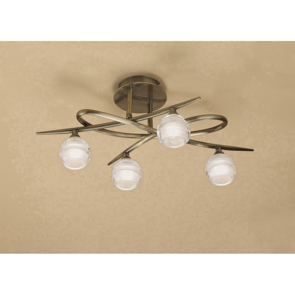 Loop Ceiling 4 Light G9 ECO, Antique Brass