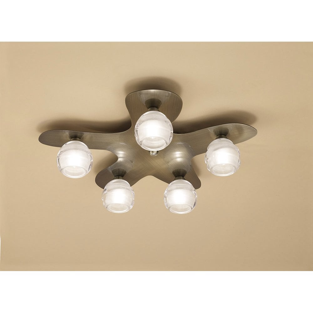 Loop Ceiling 5 Light G9 ECO, Antique Brass