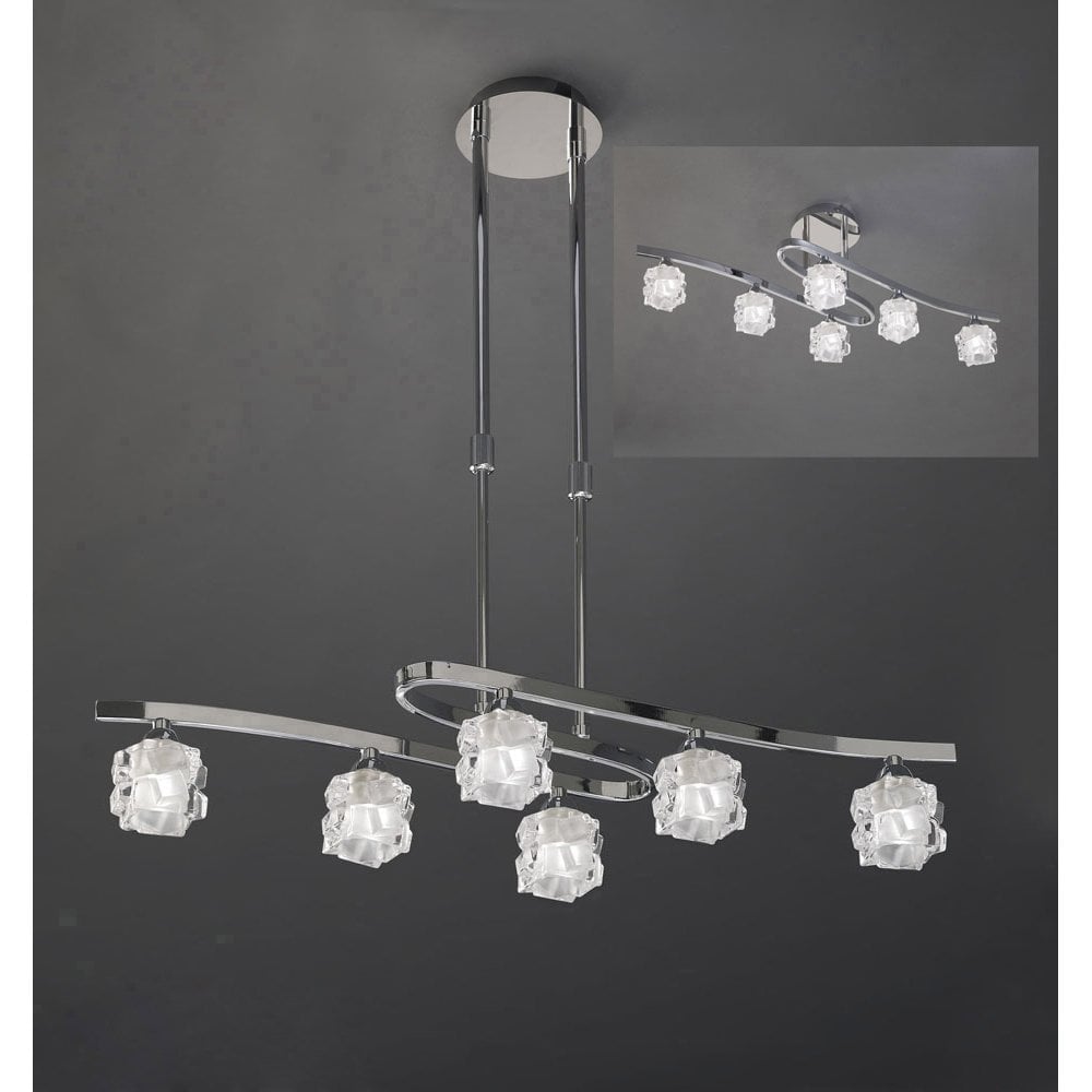 Ice Telescopic Semi Flush Convertible 6 Light G9 ECO, Polished Chrome