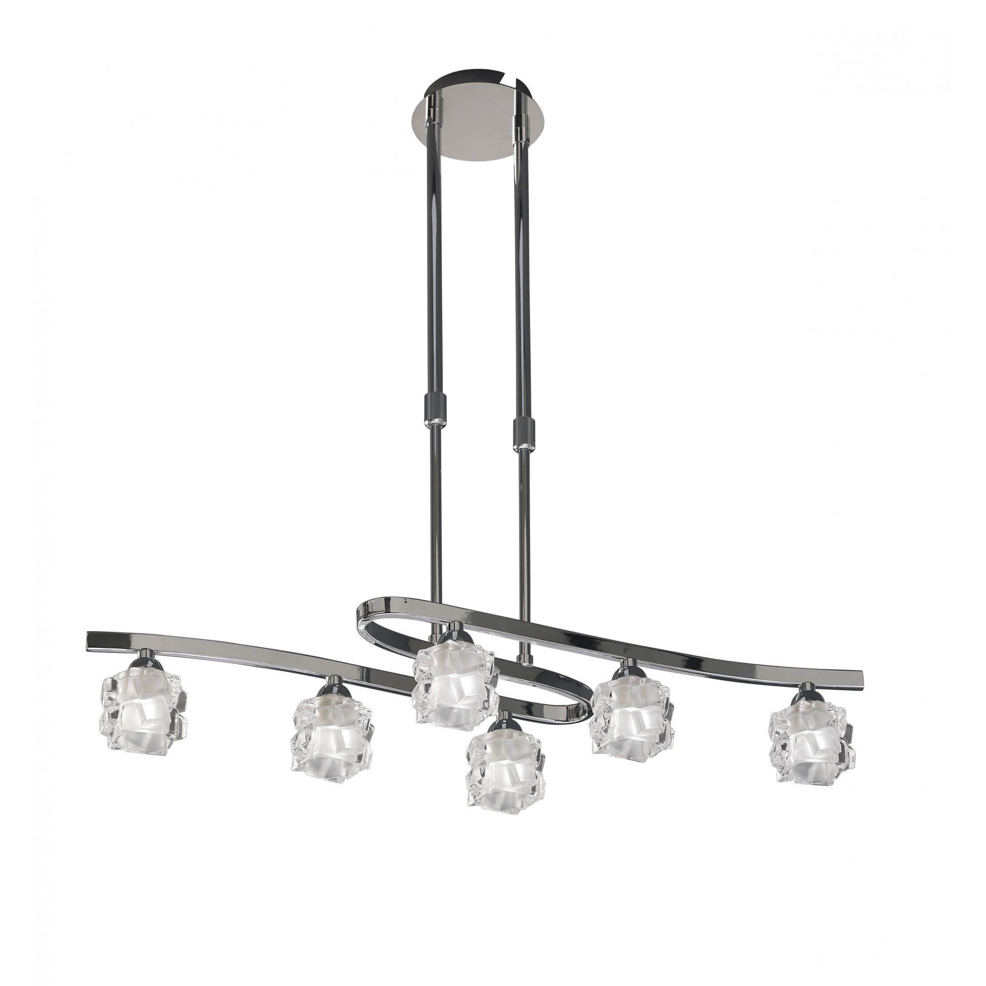 Ice Telescopic Semi Flush Convertible 6 Light G9 ECO, Polished Chrome