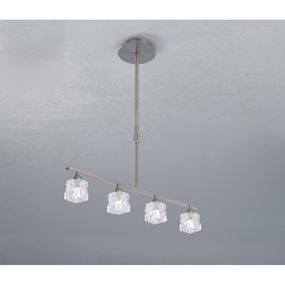 Ice Pendant 4 Light G9 ECO Bar, Satin Nickel