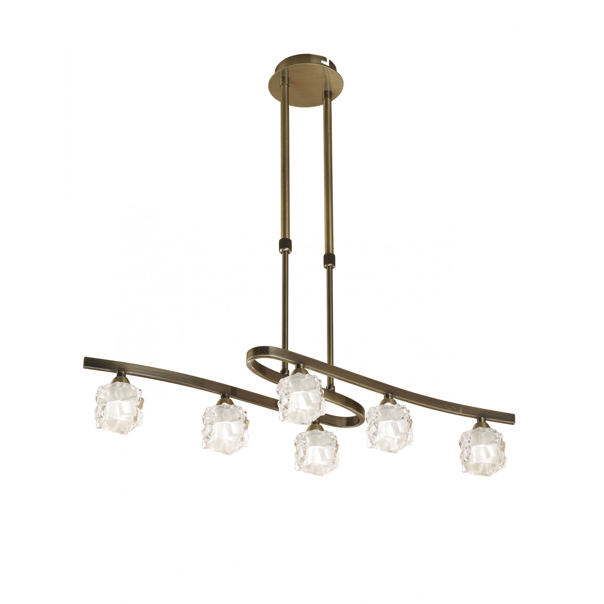 Ice Telescopic Semi Flush Convertible 6 Light G9 ECO, Antique Brass