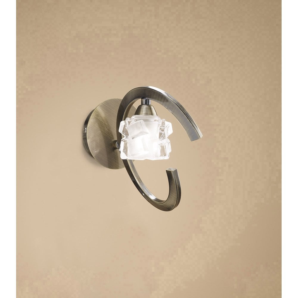 Ice Wall Lamp Switched 1 Light G9 ECO, Antique Brass