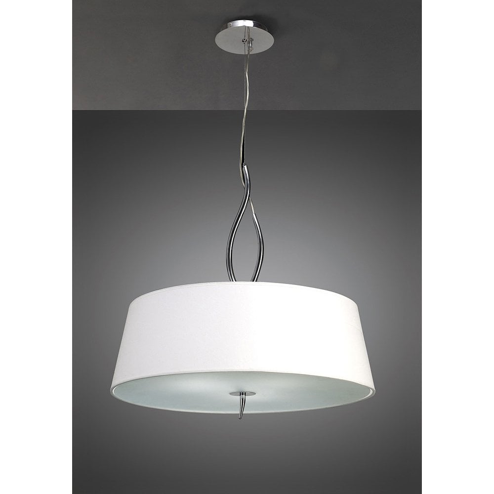 Ninette Pendant 4 Light E27, Polished Chrome With Ivory White Shades