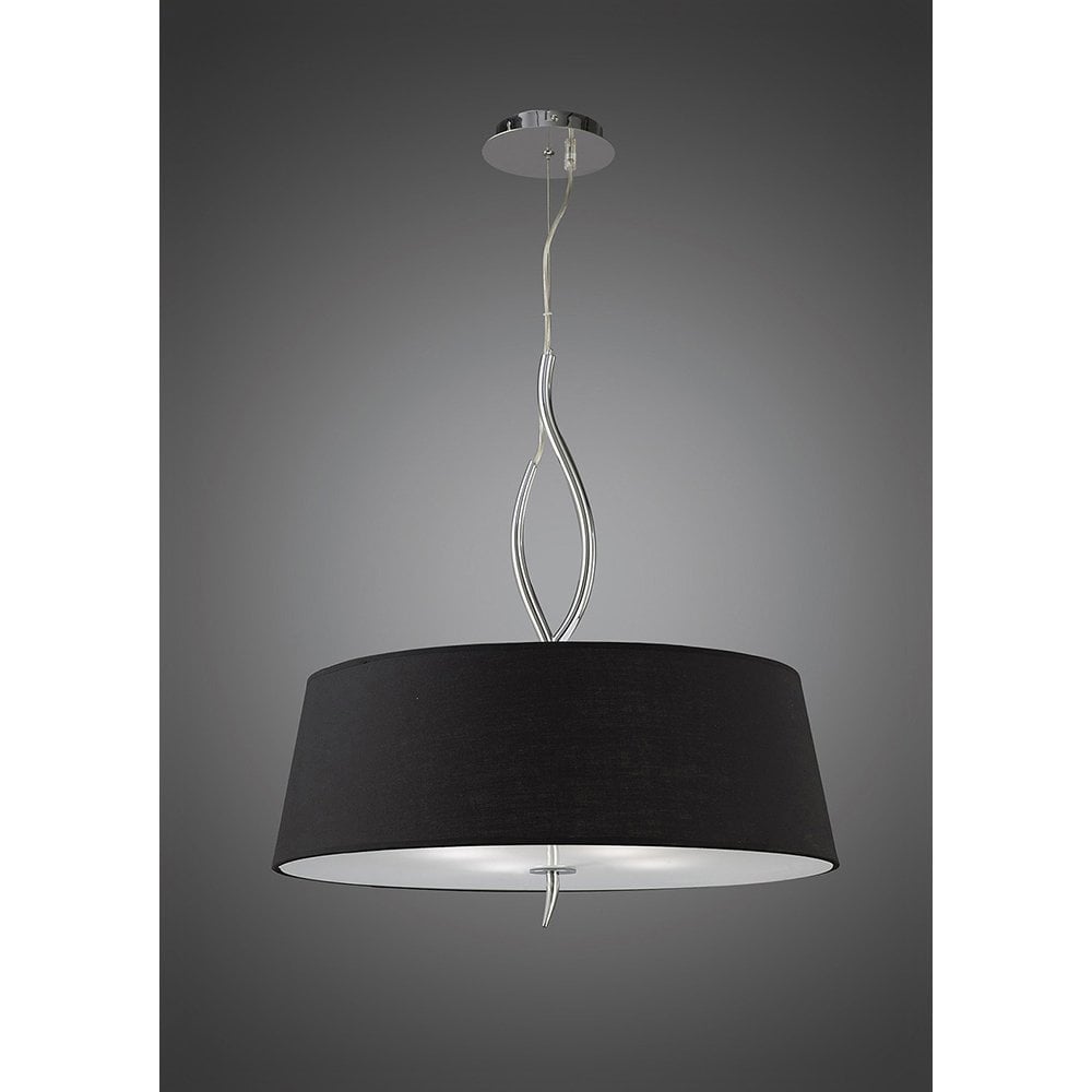 Ninette Pendant 4 Light E27, Polished Chrome With Black Shades