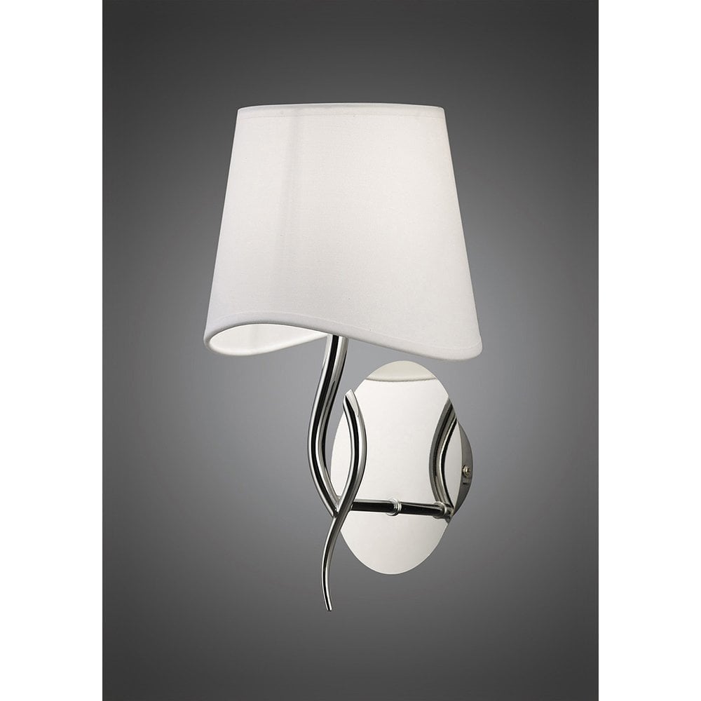 Ninette Wall Lamp Switched 1 Light E14, Polished Chrome With Ivory White Shade