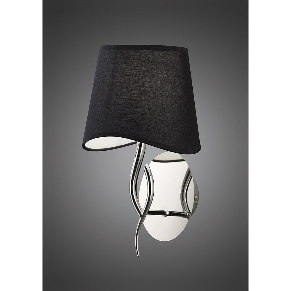 Ninette Wall Lamp Switched 1 Light E14, Polished Chrome With Black Shade