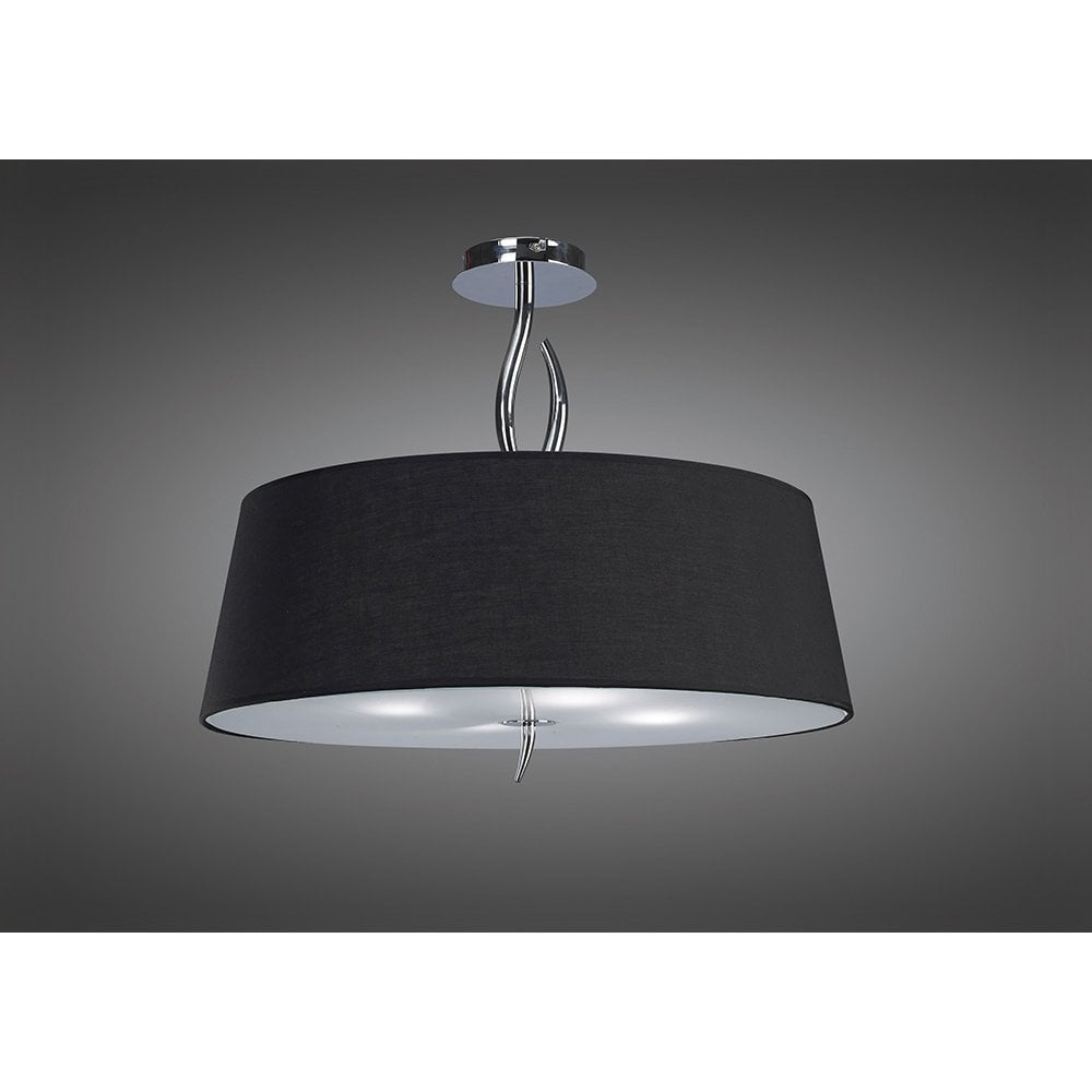 Ninette Semi Ceiling 4 Light E27, Polished Chrome With Black Shade