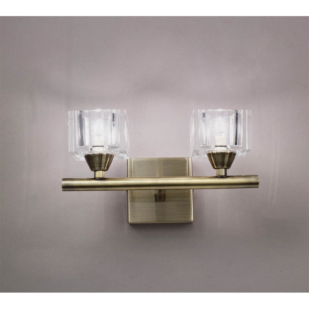 Cuadrax Wall 2 Light G9, Antique Brass