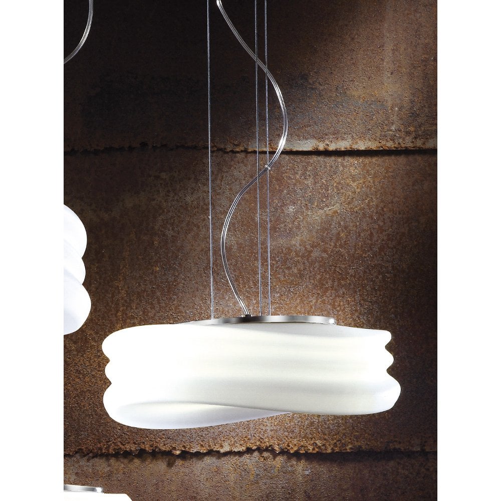 Mediterraneo Pendant 2 Light E27 Medium, Polished Chrome/Frosted White Glass