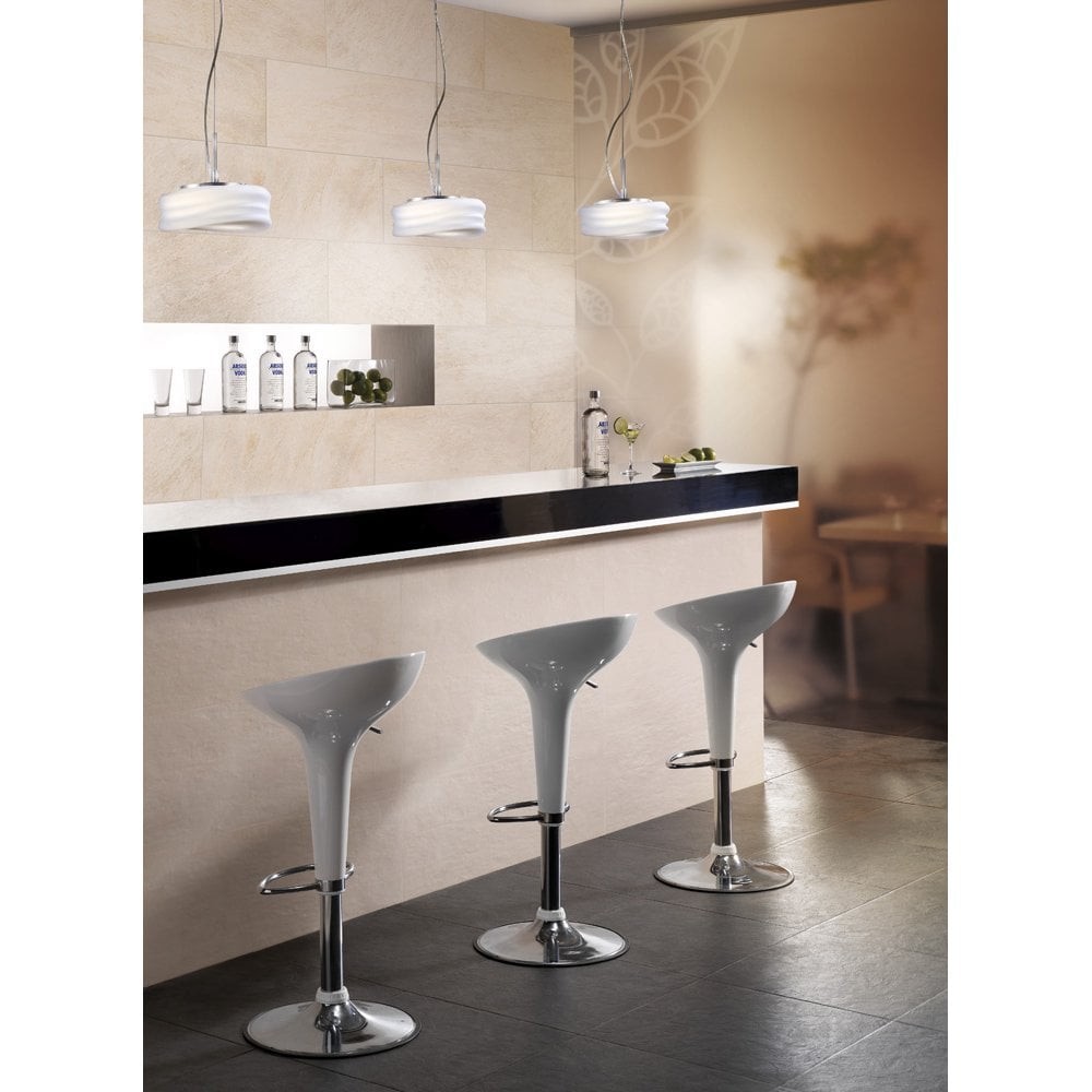 Mediterraneo Pendant 2 Light GU10 Small, Polished Chrome/Frosted White Glass