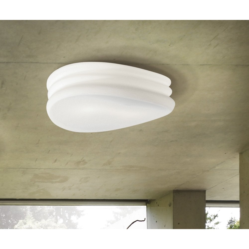 Mediterraneo Ceiling/Wall 2 Light E27 Medium, Frosted White Glass