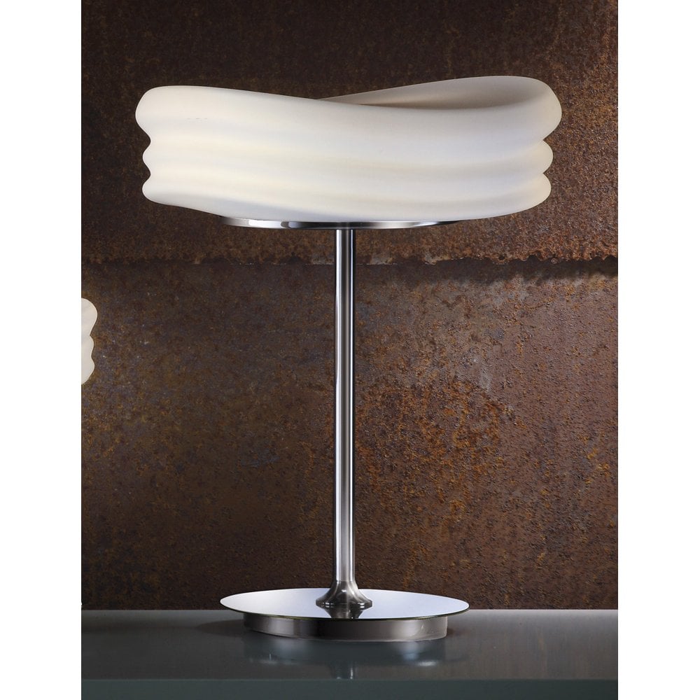 Mediterraneo Table Lamp 2 Light E27 Medium, Polished Chrome/Frosted White Glass