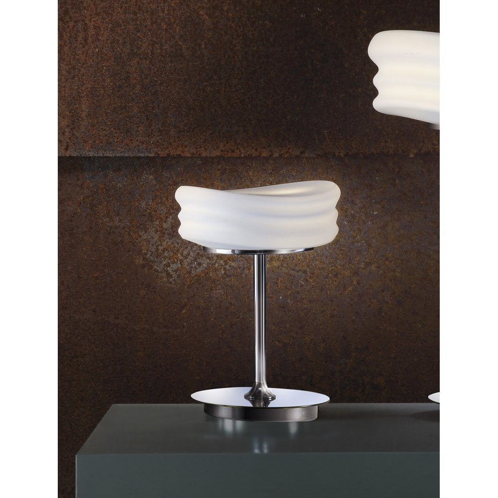 Mediterraneo Table Lamp 2 Light GU10 Small, Polished Chrome/Frosted White Glass