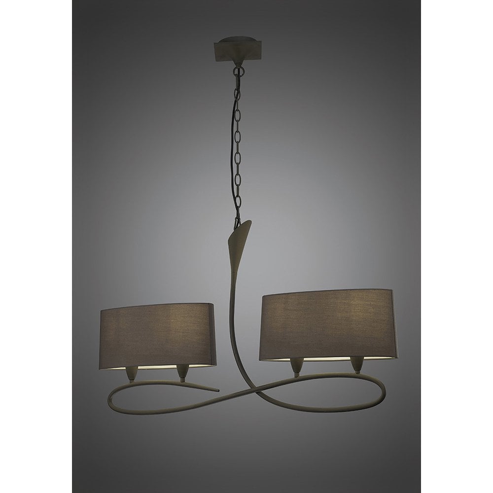 Lua Pendant 2 Arm 4 Light E27, Ash Grey With Ash Grey Shades