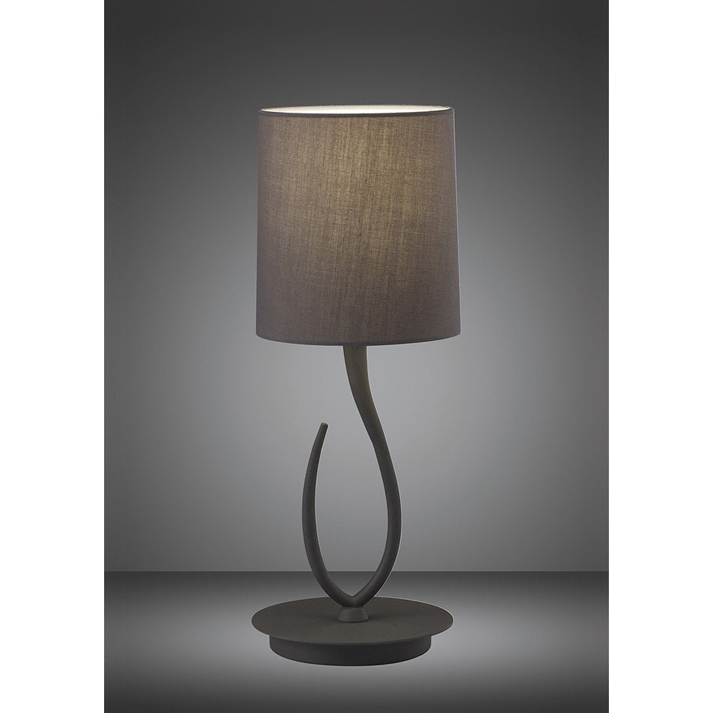 Lua Table Lamp 1 Light E27, Small Ash Grey With Ash Grey Shade