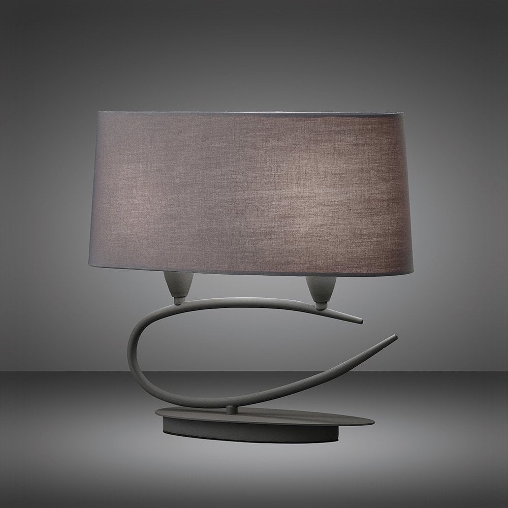 Lua Table Lamp 2 Light E27, Ash Grey With Ash Grey Shades