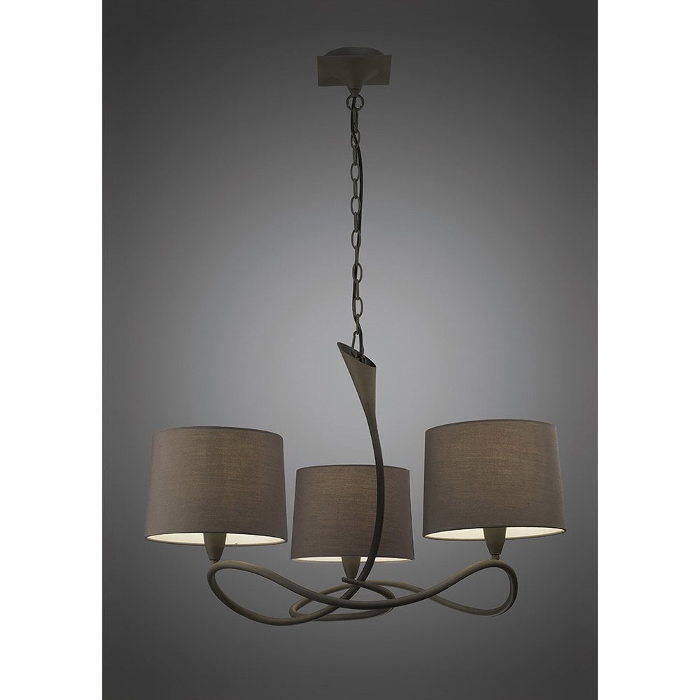 Lua Pendant 3 Light E27, Ash Grey With Ash Grey Shades