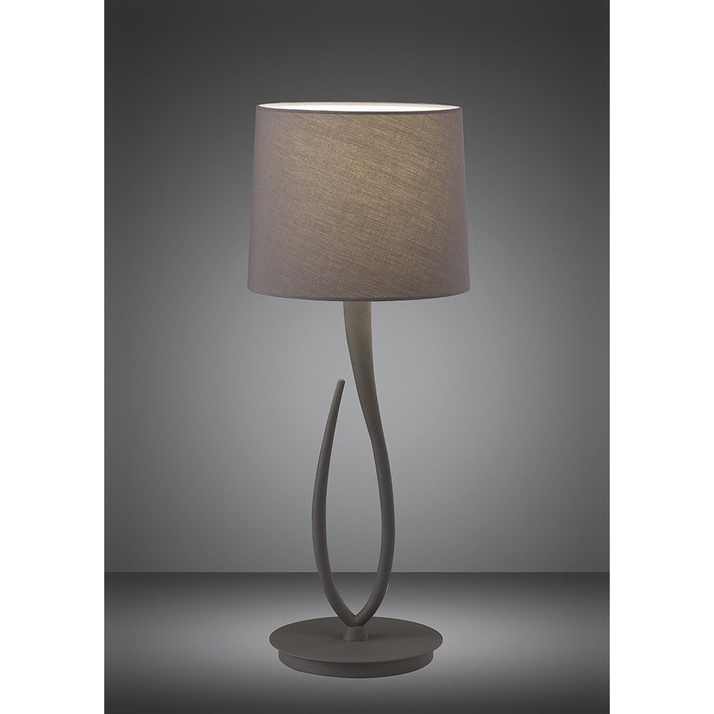 Lua Table Lamp 1 Light E27, Large Ash Grey With Ash Grey Shade