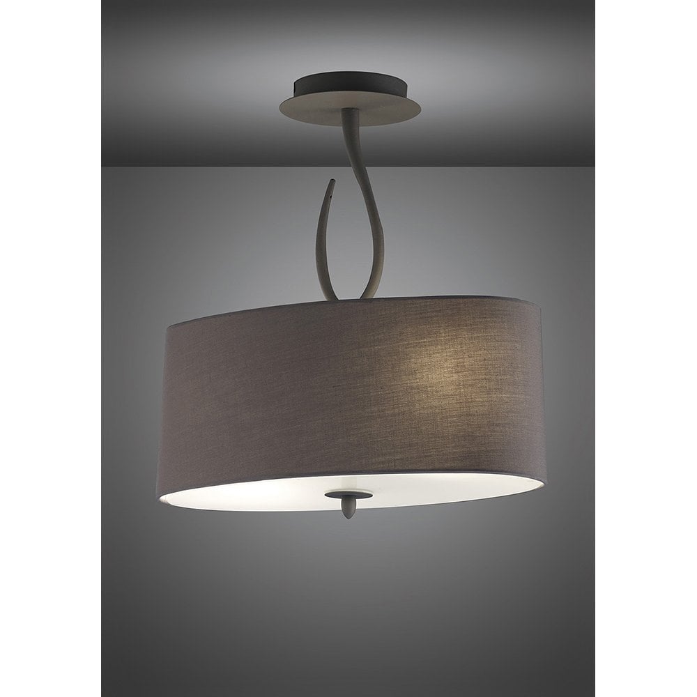 Lua Semi Ceiling 2 Light E27, Ash Grey With Ash Grey Shade