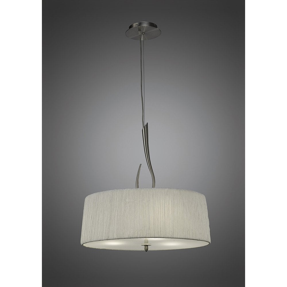 Lua Pendant 3 Light E27, Satin Nickel With White Shade