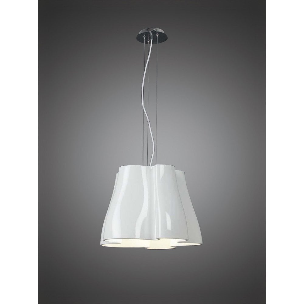 Miss Pendant 3 Light E27, Gloss White/Polished Chrome