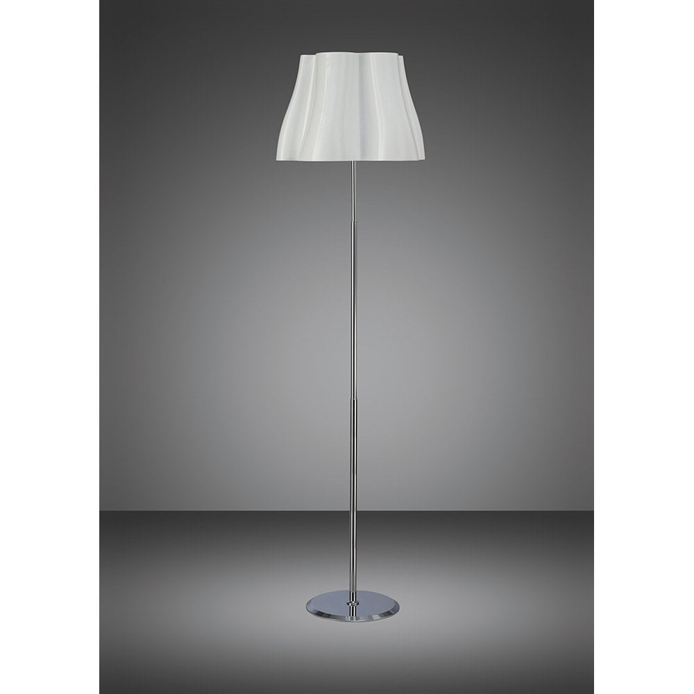 Miss Floor Lamp 3 Light E27, Gloss White/Polished Chrome