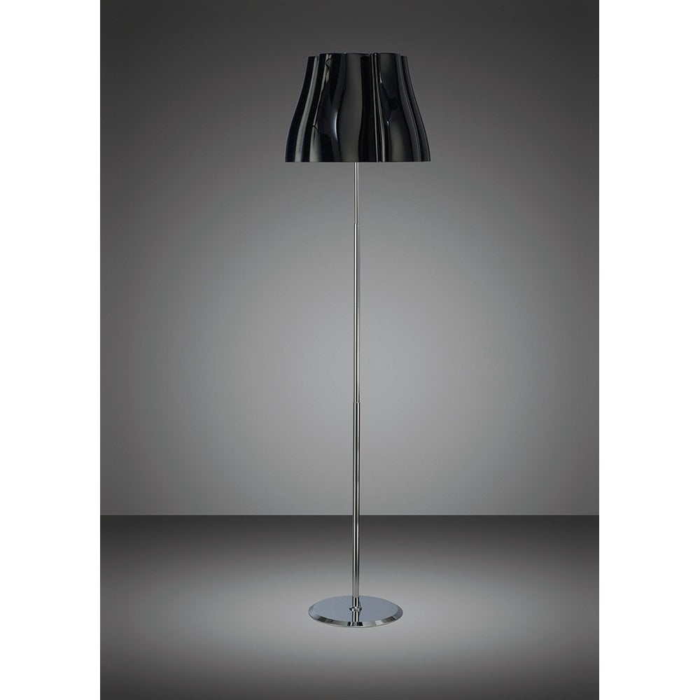 Miss Floor Lamp 3 Light E27, Gloss Black/Polished Chrome