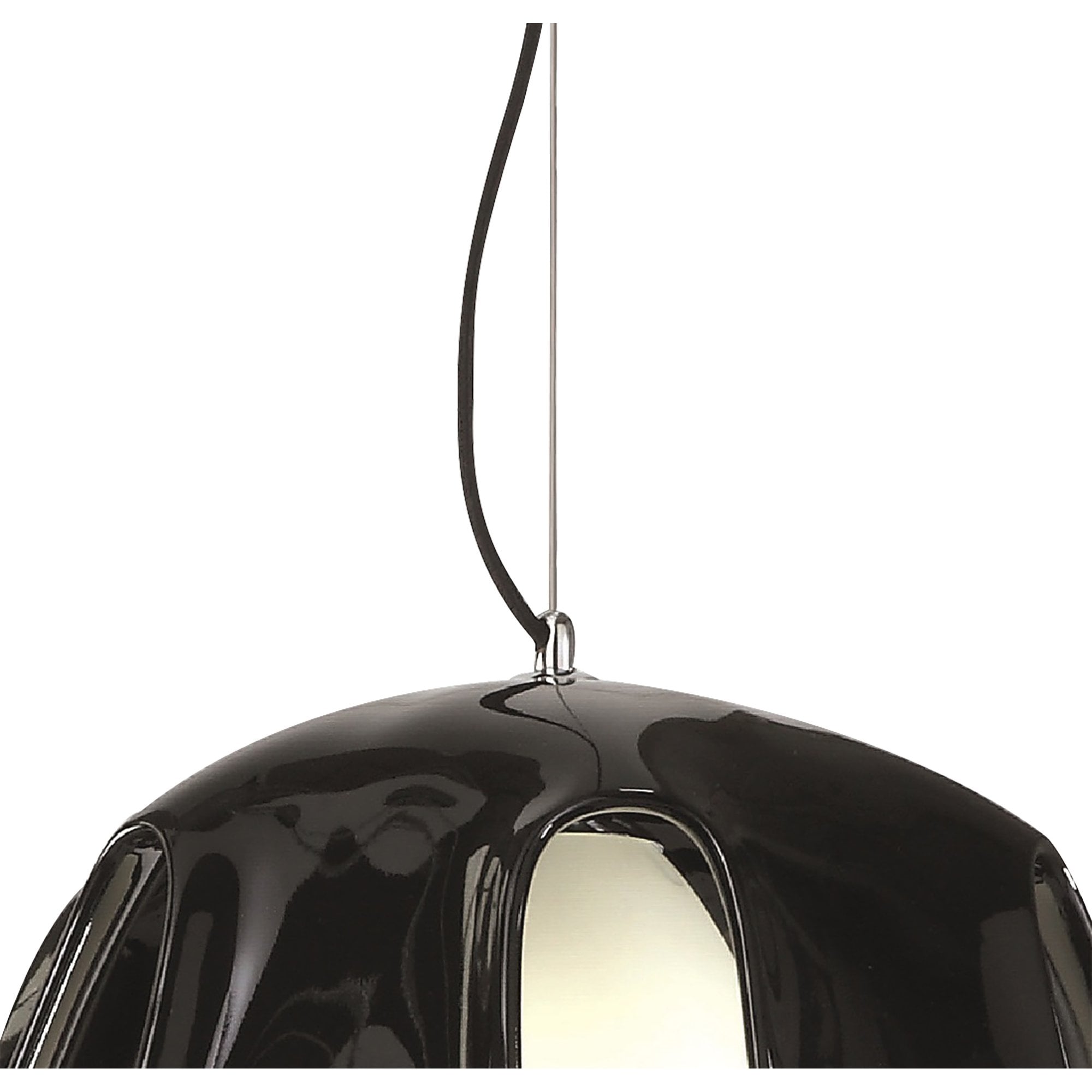 Phantom Pendant 1 Light E27, Gloss Black/Frosted White Glass/Polished Chrome