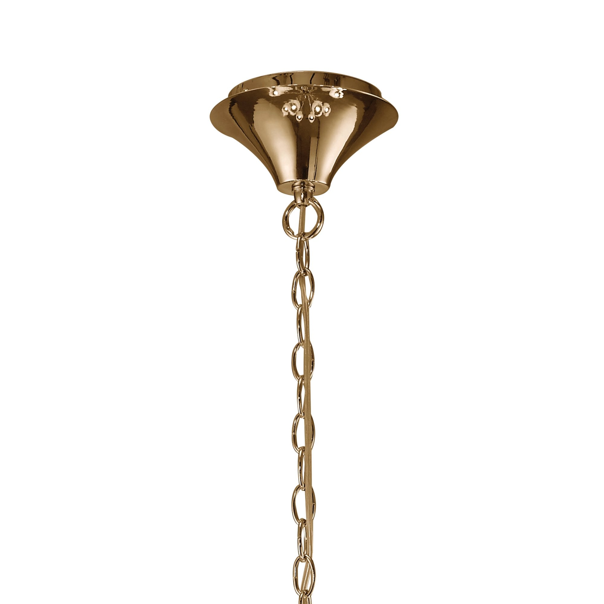 M3850FG Tiffany Pendant 2 Tier 12+12 Light E14+G9, French Gold With White Shades & Clear Crystal